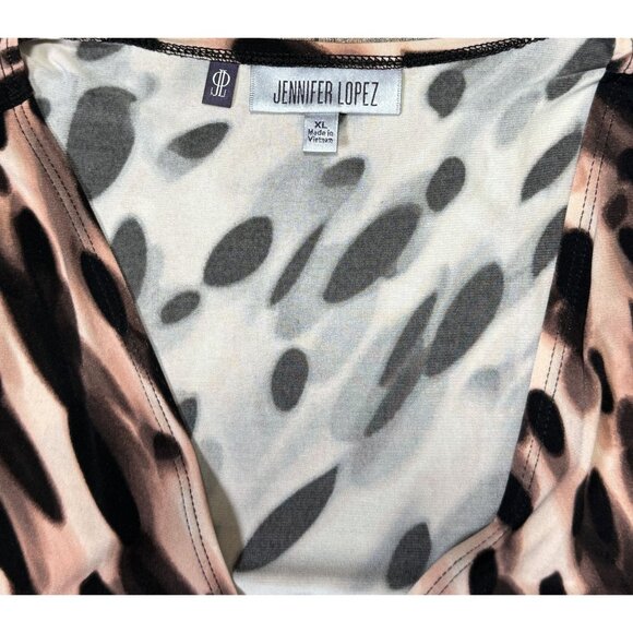 Jennifer Lopez Women’s Brown Ombre Animal Print Dress Size XL Fake Wrap - Picture 13 of 16